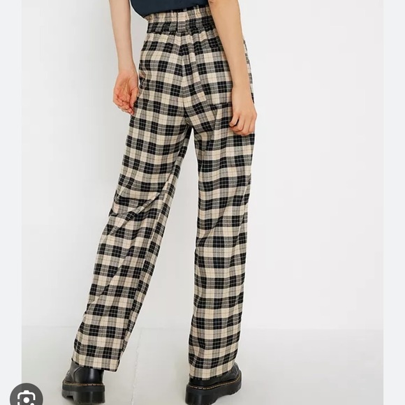 Urban Outfitters Pants - UO Checkered High-Waisted Paperbag Pant